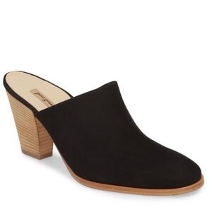EUC - Paul Green Vonda Black Nubuck Stacked Heel Mules Size
US 7